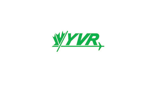 以楓葉和字母YVR為造型，下方設計了飛機的圖形，兩者相結合的公司LOGO設計