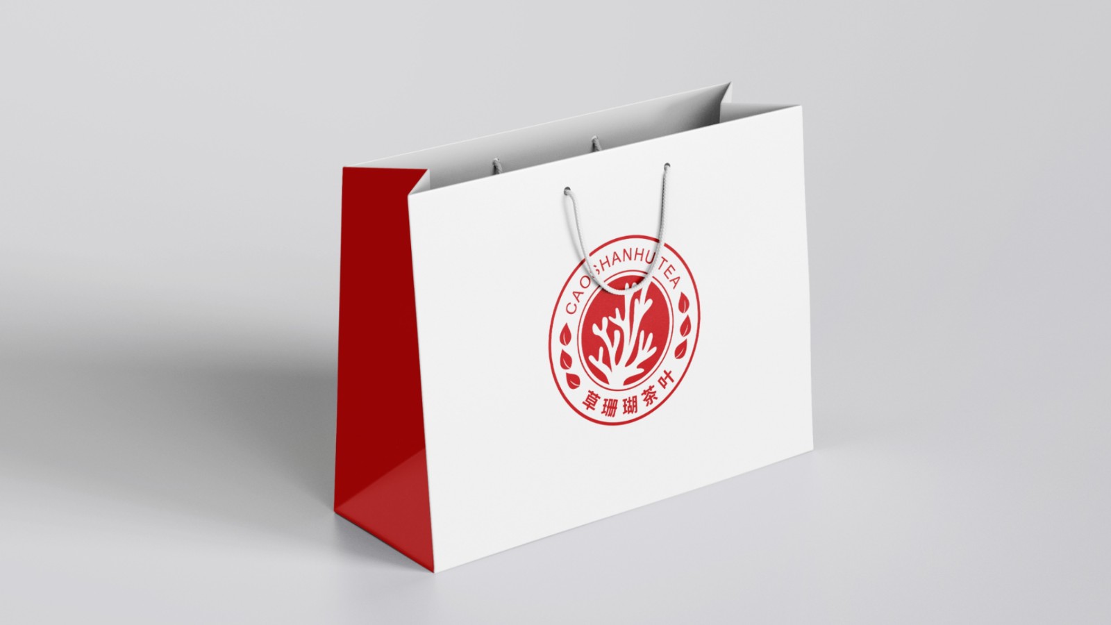 草珊瑚茶葉LOGO設(shè)計手提袋效果