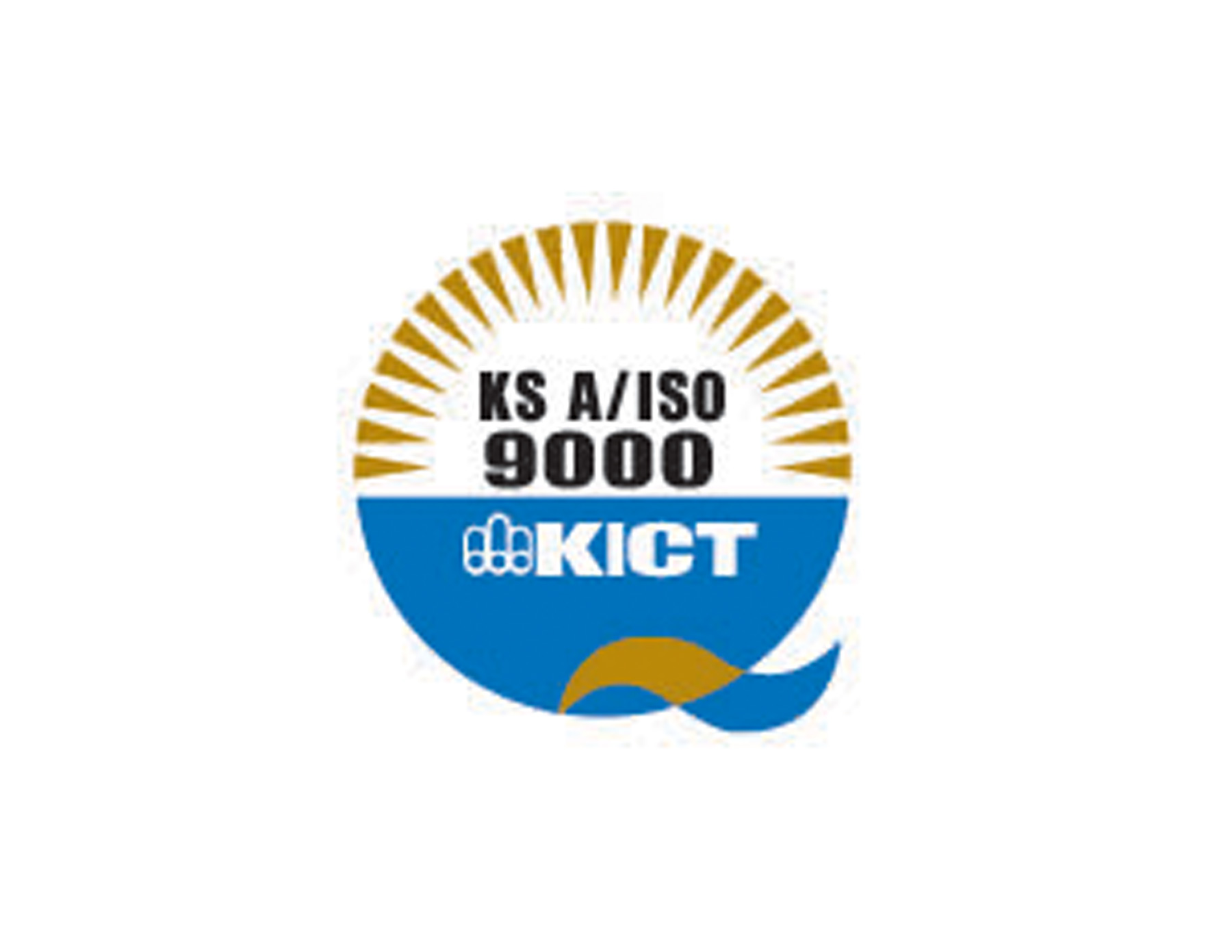KICT9000質量管理體系認證LOGO采用藍色與金色光芒的創(chuàng)意