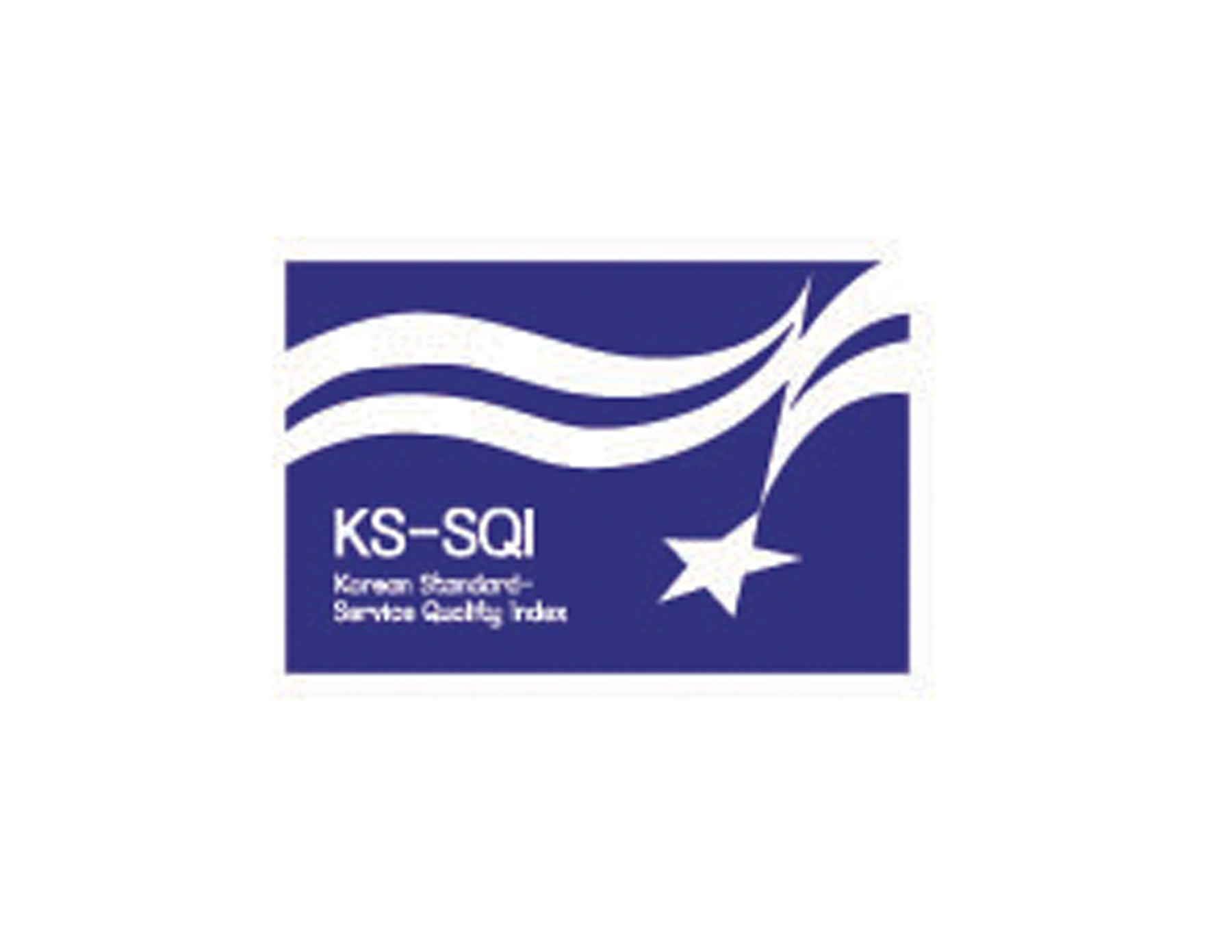 KS-SQI深藍色長方形色塊為背景，條線的設計與星形搭配。