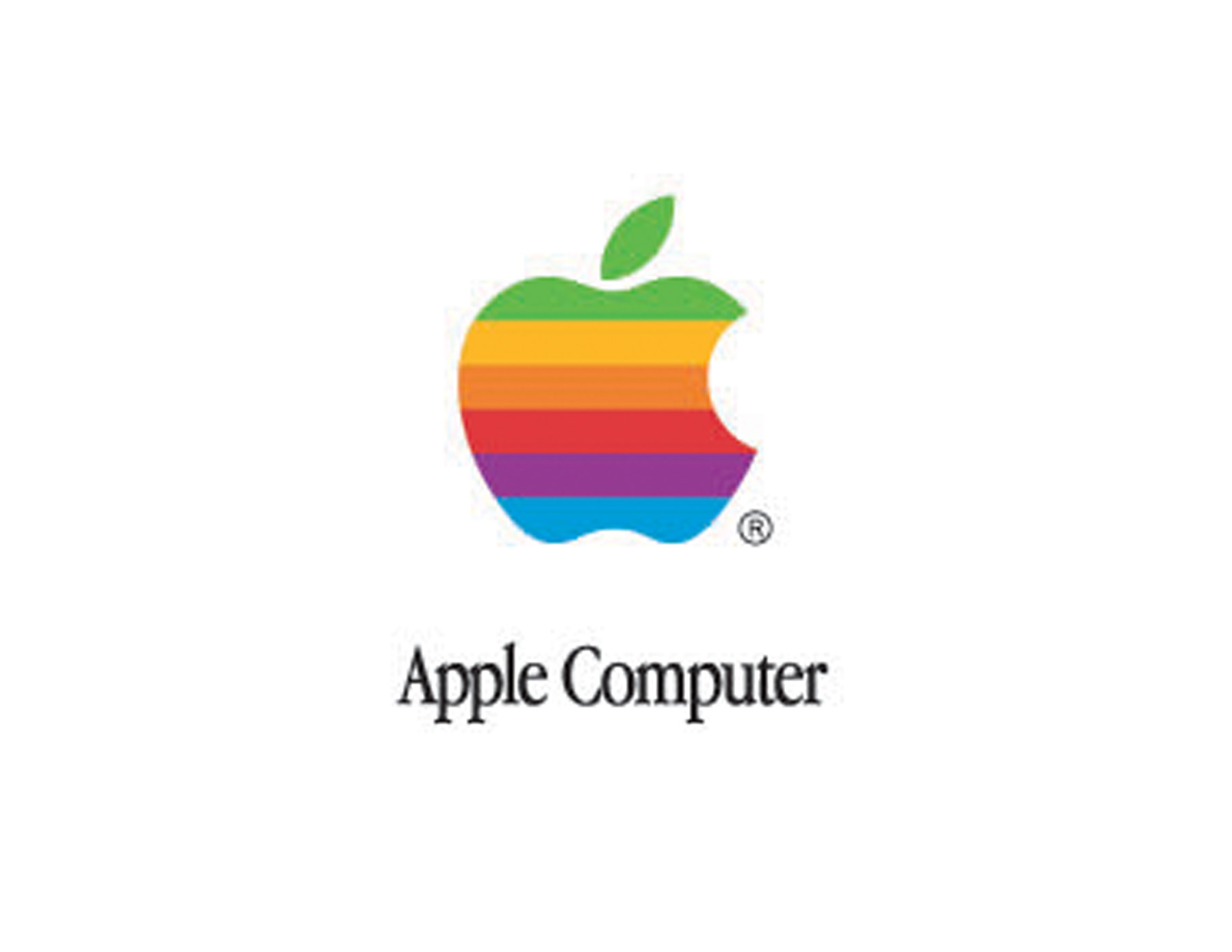 Apple彩色版LOGO在原有圖形上用彩虹色裝飾。