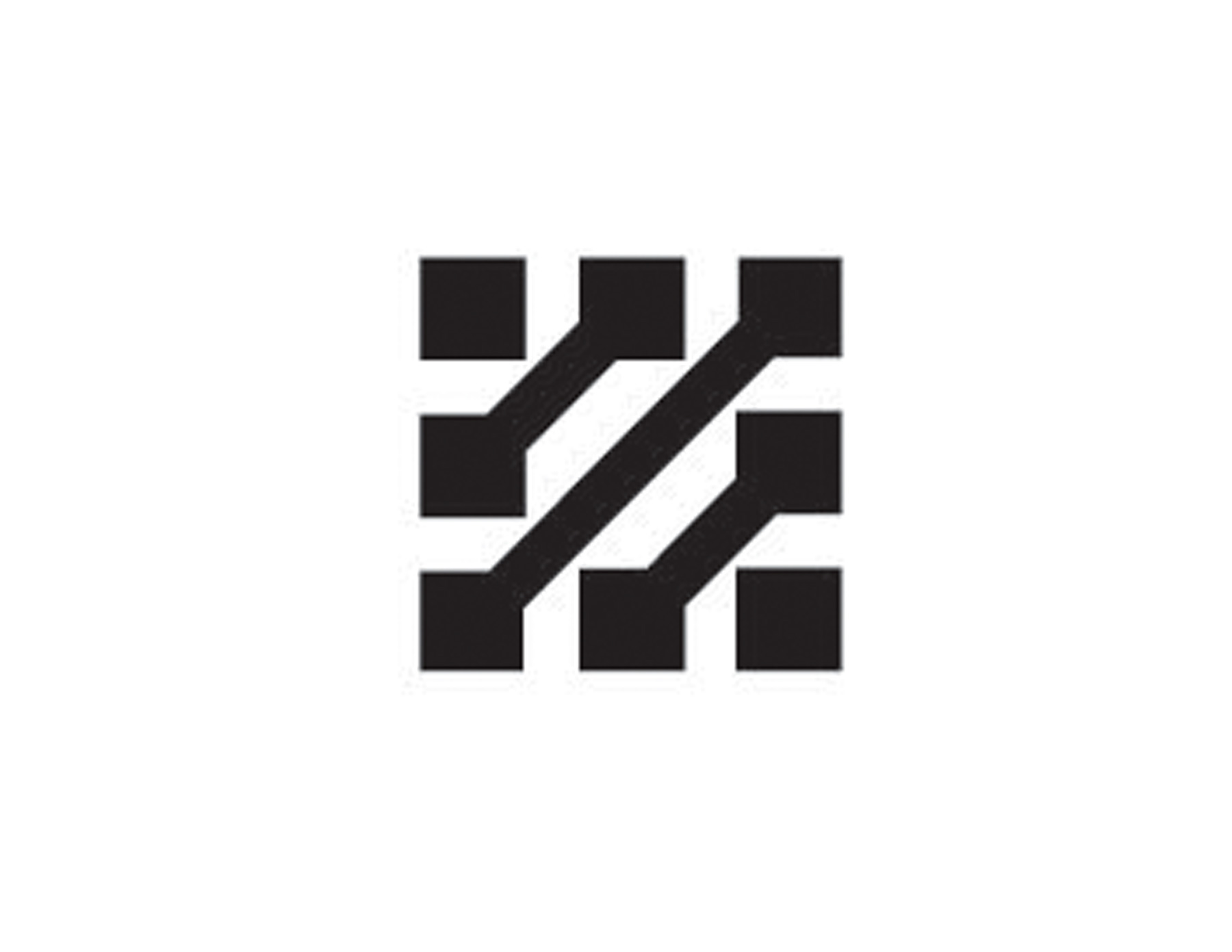 看似正方形的黑色色塊拼湊而成，其實是一個完整的圖案