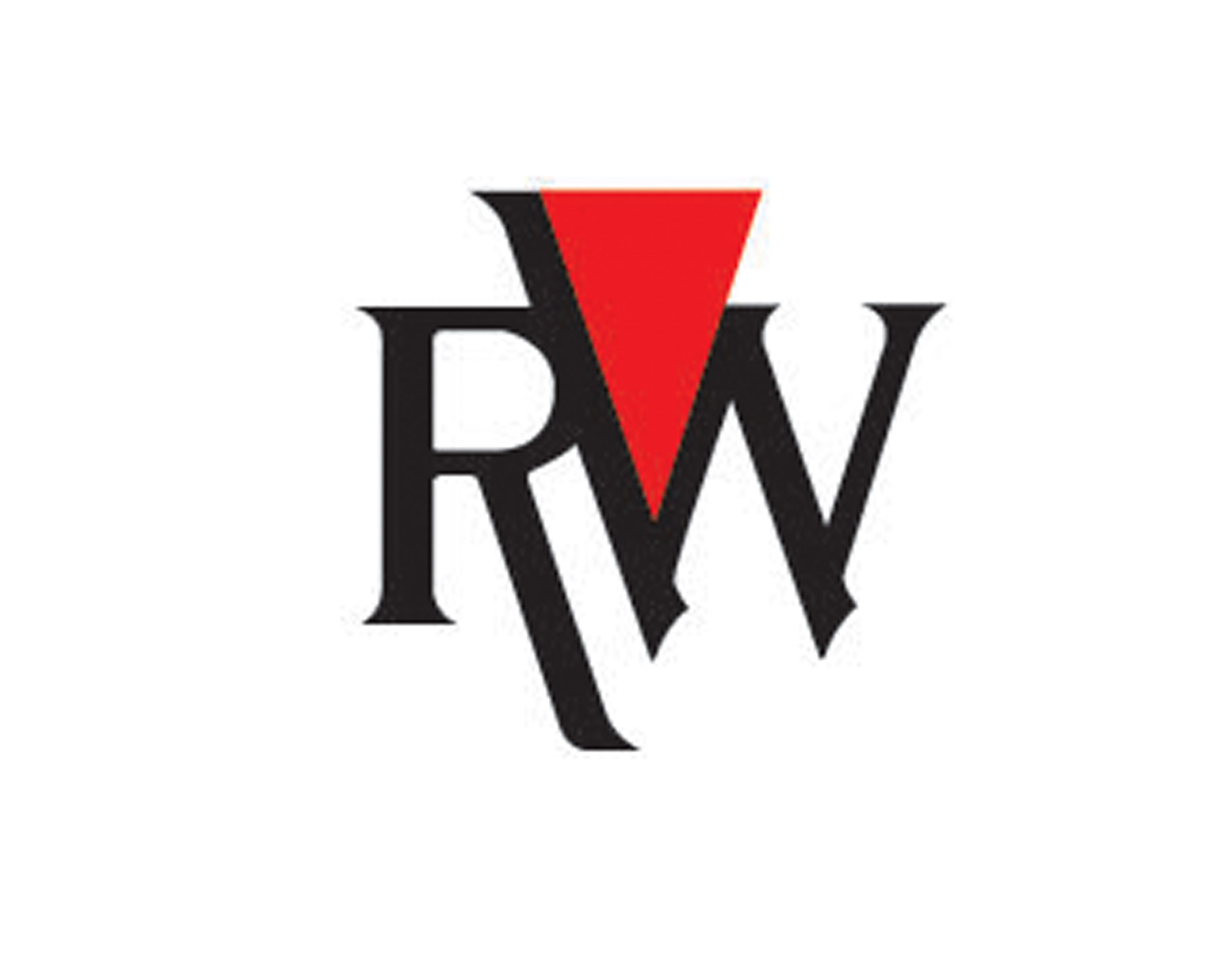 這是一款巧妙的RW結合后產(chǎn)生了V字母效果的商標設計，創(chuàng)意簡潔靈動