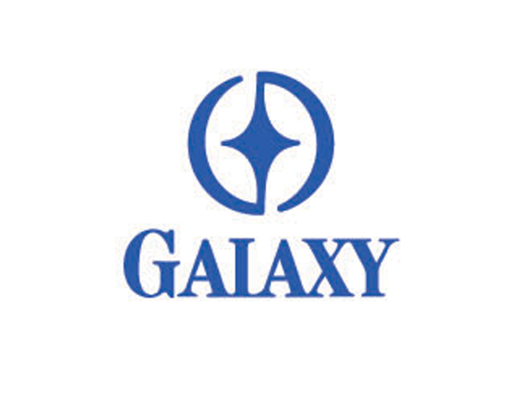 藍色的星形與字母GAIAXY品牌名稱結合設計