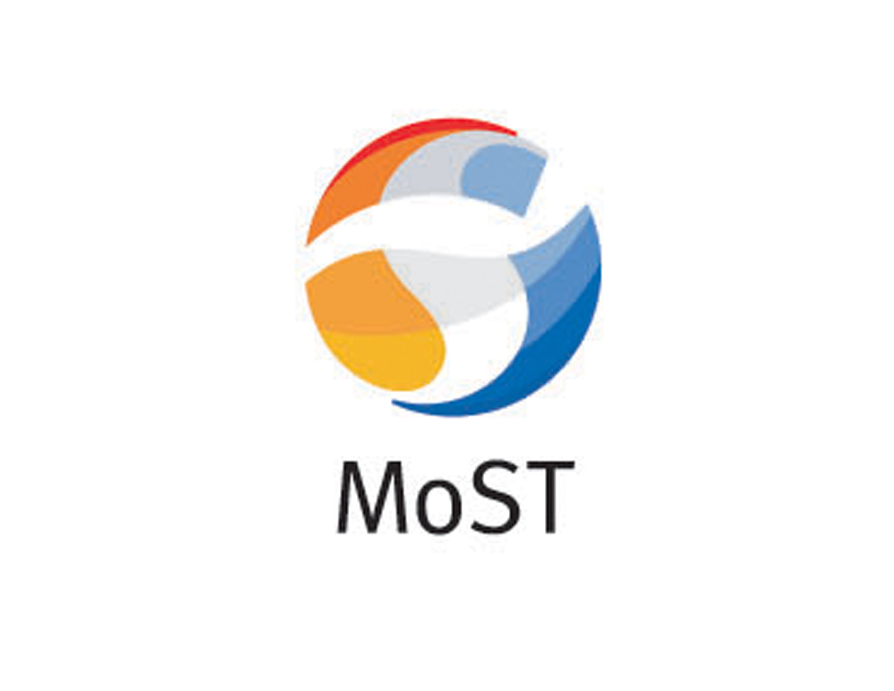 MoST教育培訓機構LOGO設計采用紅藍色對稱搭配